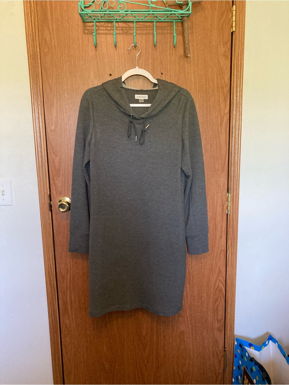 Calvin Klein Gray Hooded Knit Dress